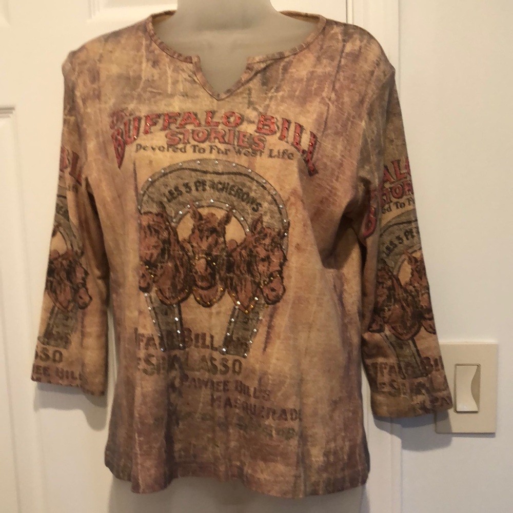 Méchant VTG  The Buffalo -Bill Stories 3/4 sleeve Top Cotton XS/S